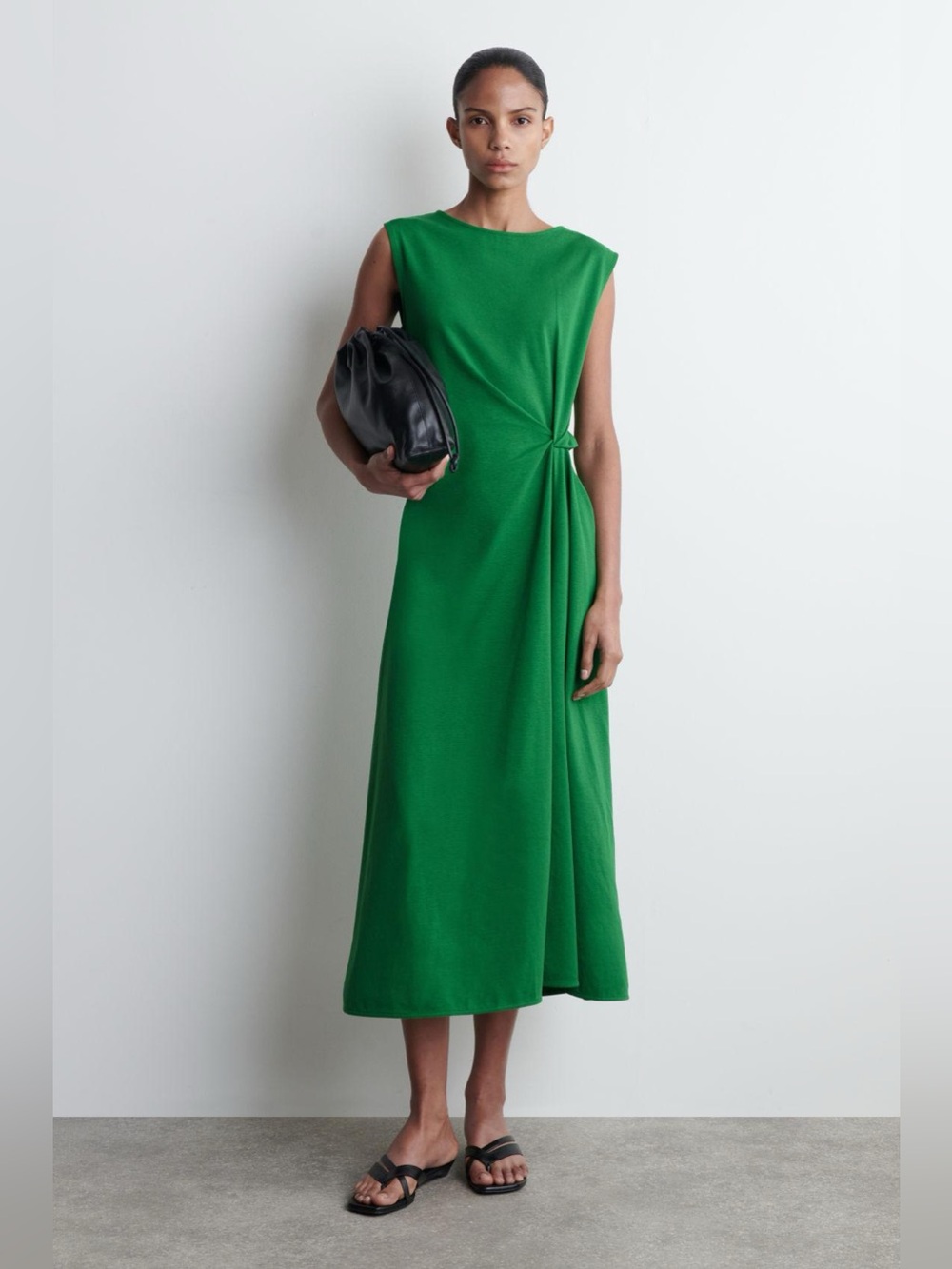 COS Twist-Detail Midi Dress in
Green size M